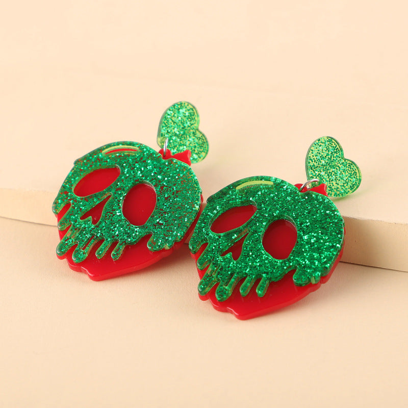 Pendientes de calavera de Halloween con personalidad creativa y divertida