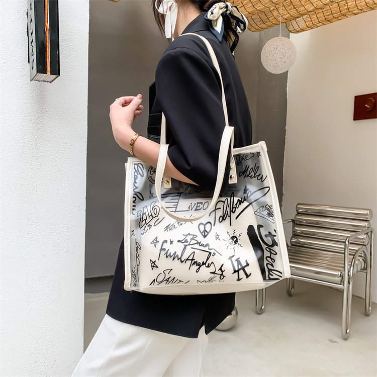 Transparent PVC Tote Bag for Office and Travel