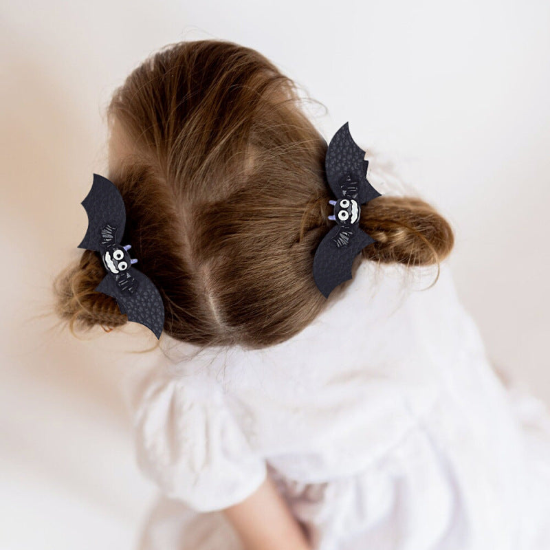 Ensemble de pinces à cheveux en cuir avec nœud chauve-souris pour enfants Halloween
