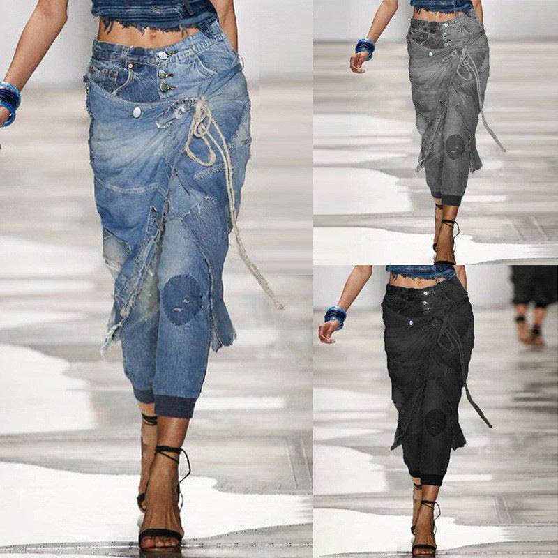 Pantalon de jogging décontracté à lacets et taille haute pour femme
