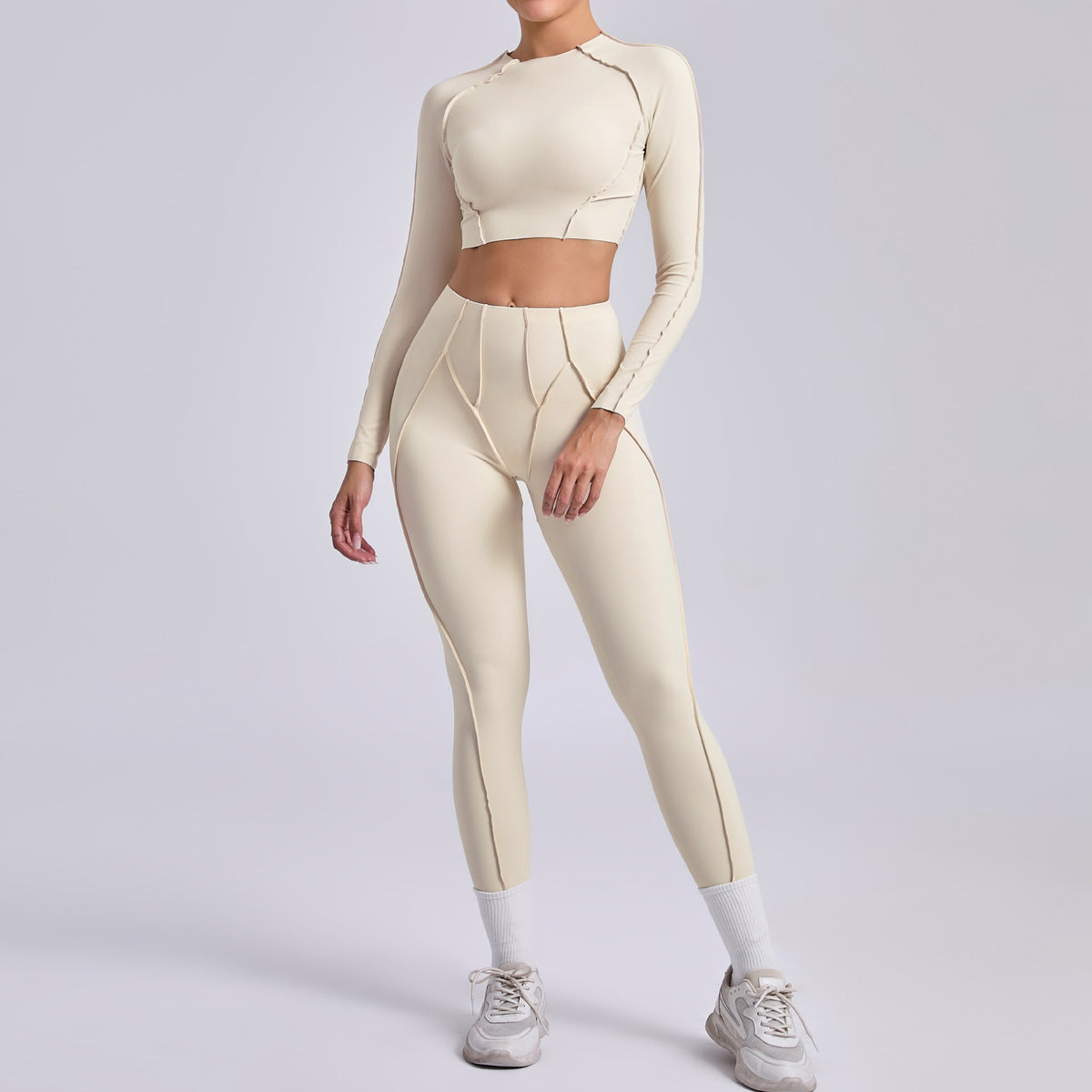 Ensemble haut court et leggings plissés pour le yoga et le sport