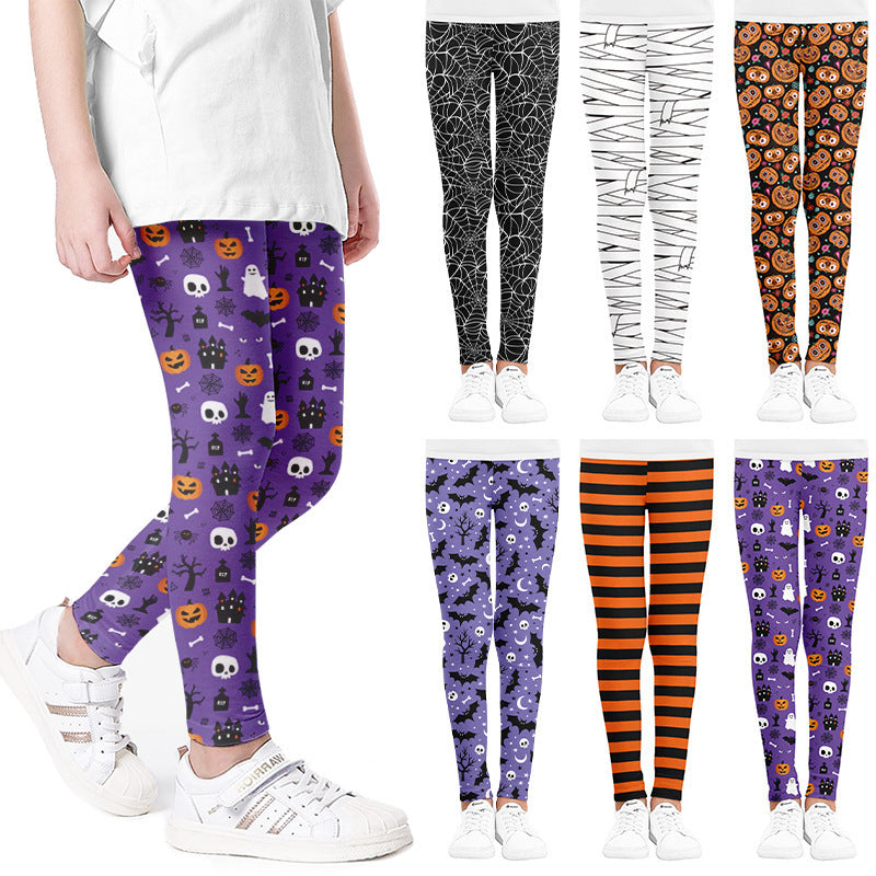 Leggings de ocio con estampado de Halloween para niñas pequeñas