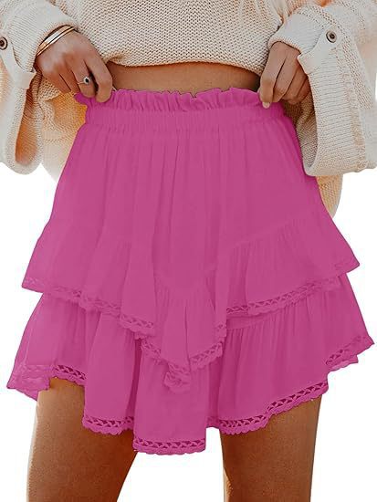 Falda plisada de capas, estilo bohemio, informal, de color liso, para mujer