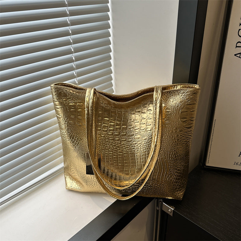 Bolso de mano de gran capacidad con estampado de cocodrilo de moda