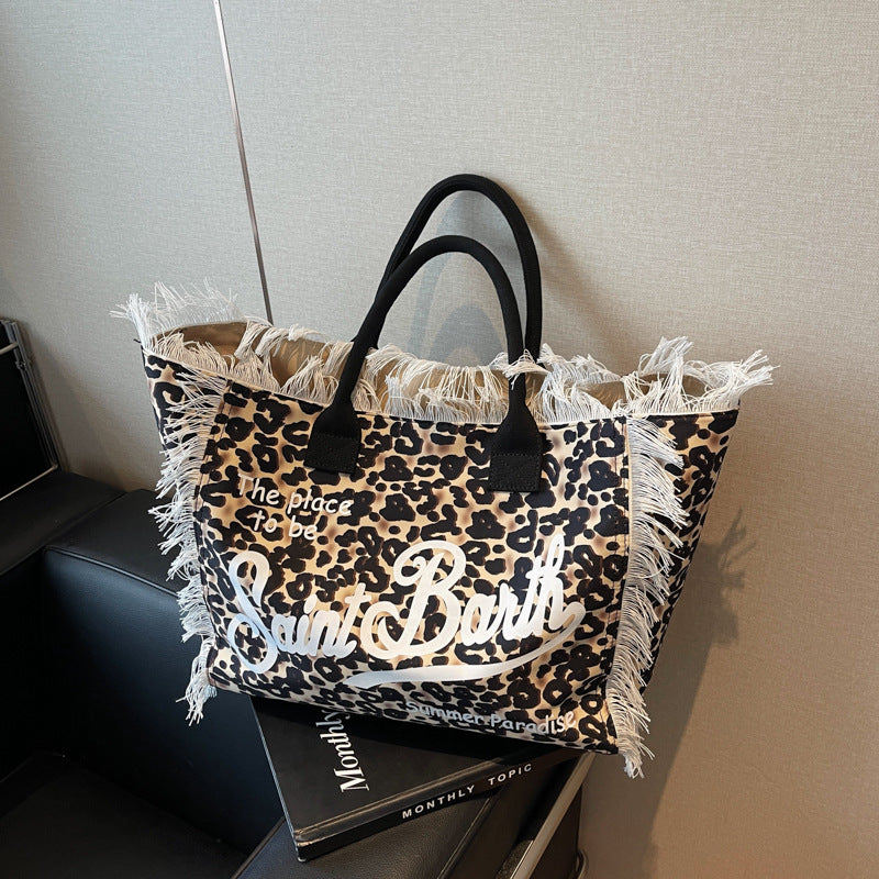 Fashion Tassel Large Capacity Canvas Beach Bag