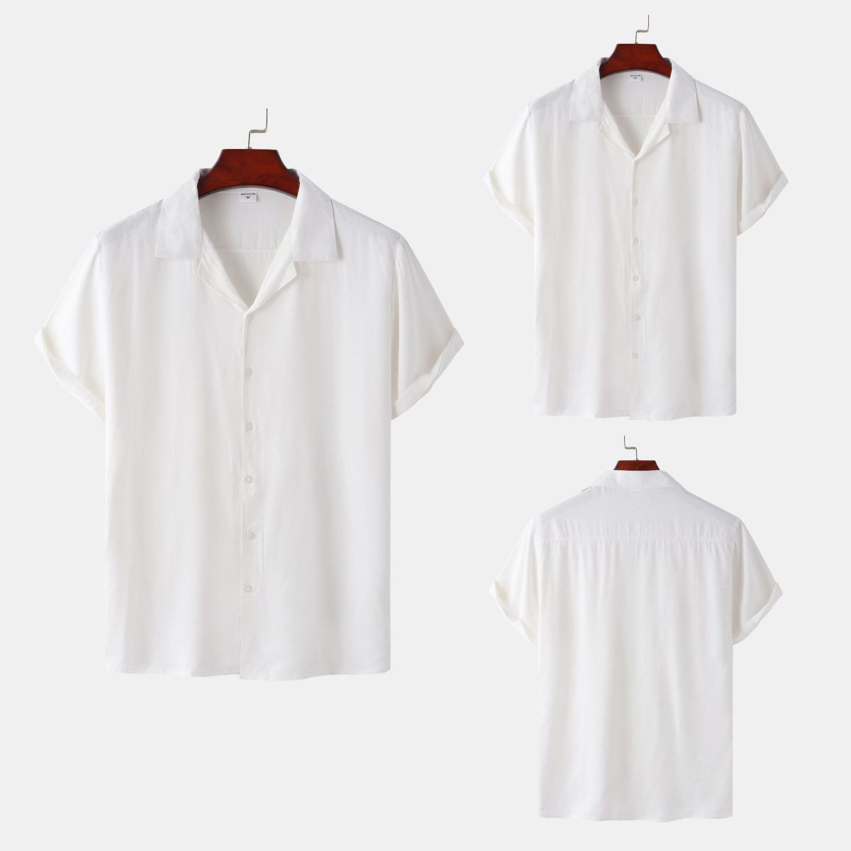 Chemise à manches courtes unie pour homme, idéale pour les loisirs et les vacances