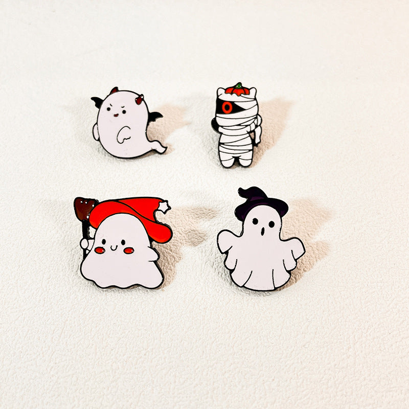 Broches en métal unisexes à l'effigie de personnages de dessins animés d'Halloween