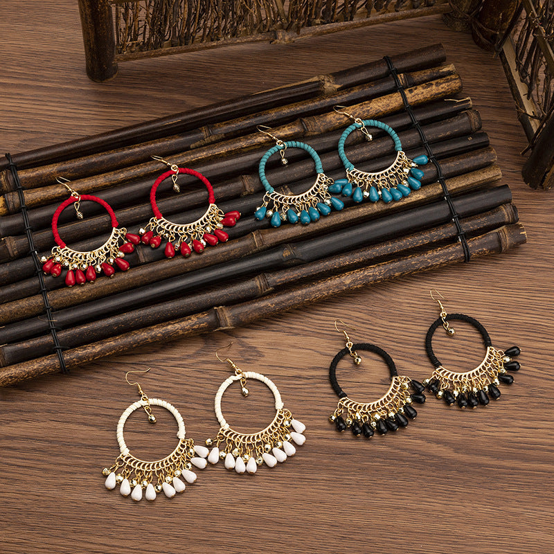 Pendientes con borlas retro de estilo étnico bohemio