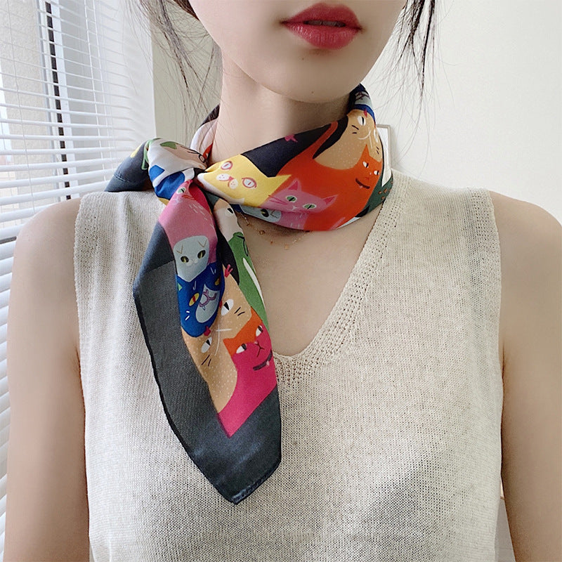 Bufanda cuadrada estampada de moda para mujer, 70 cm, ligera y envolvente