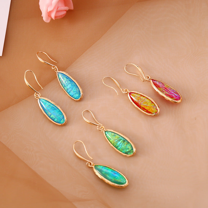 Multicolor Semi-Precious Stone Bohemian Hook Earrings