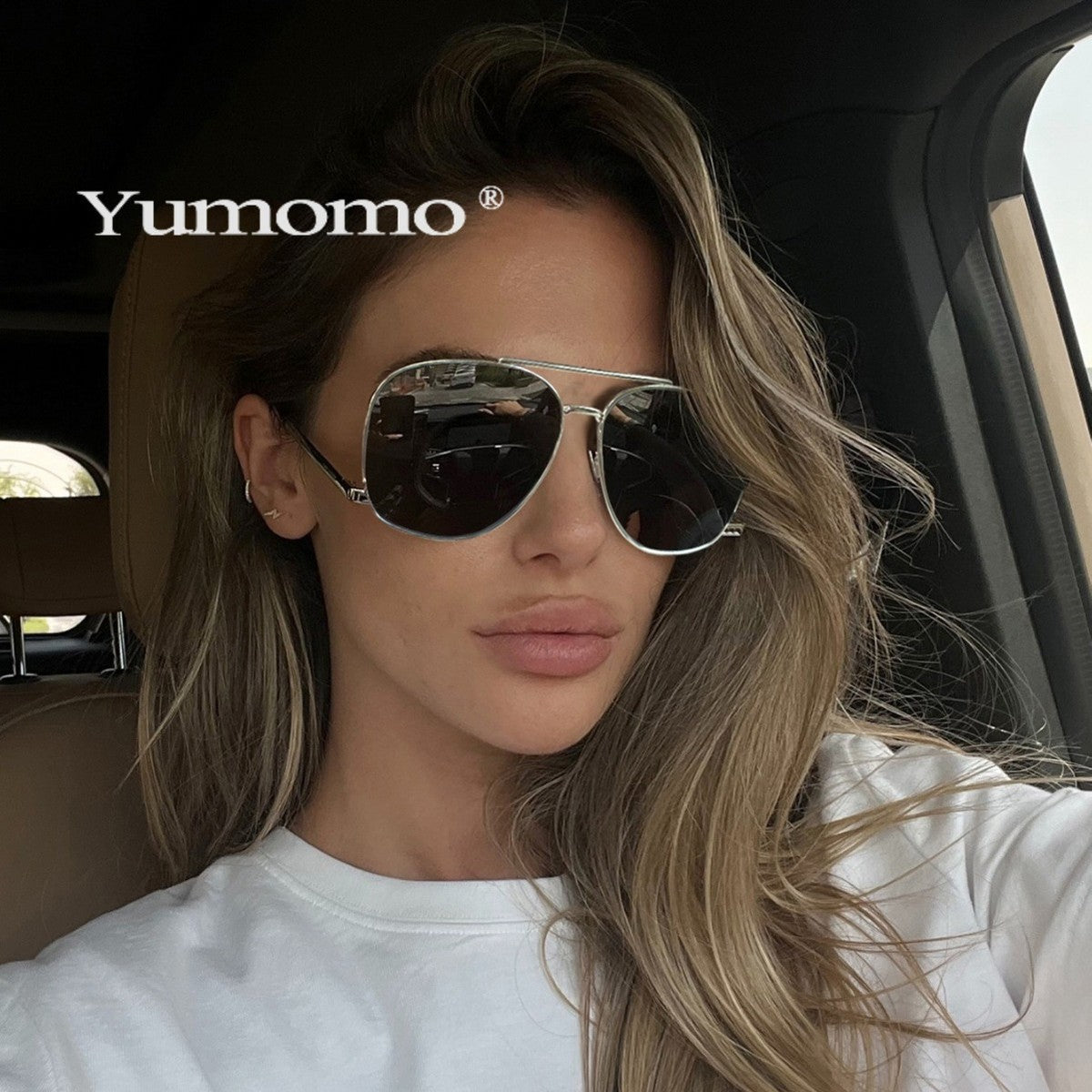 Gafas de sol con montura irregular y doble haz para mujer