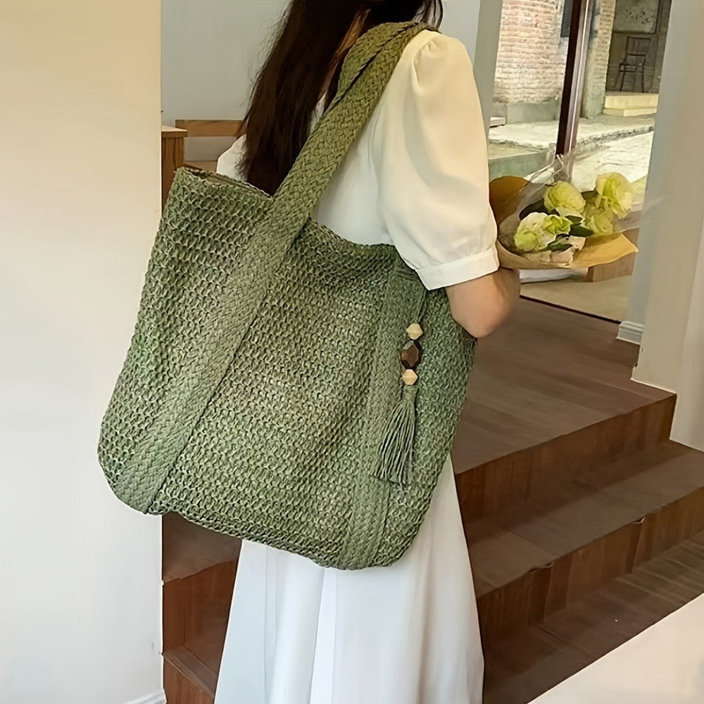 Summer Women Leisure Beach Woven Tote Bag