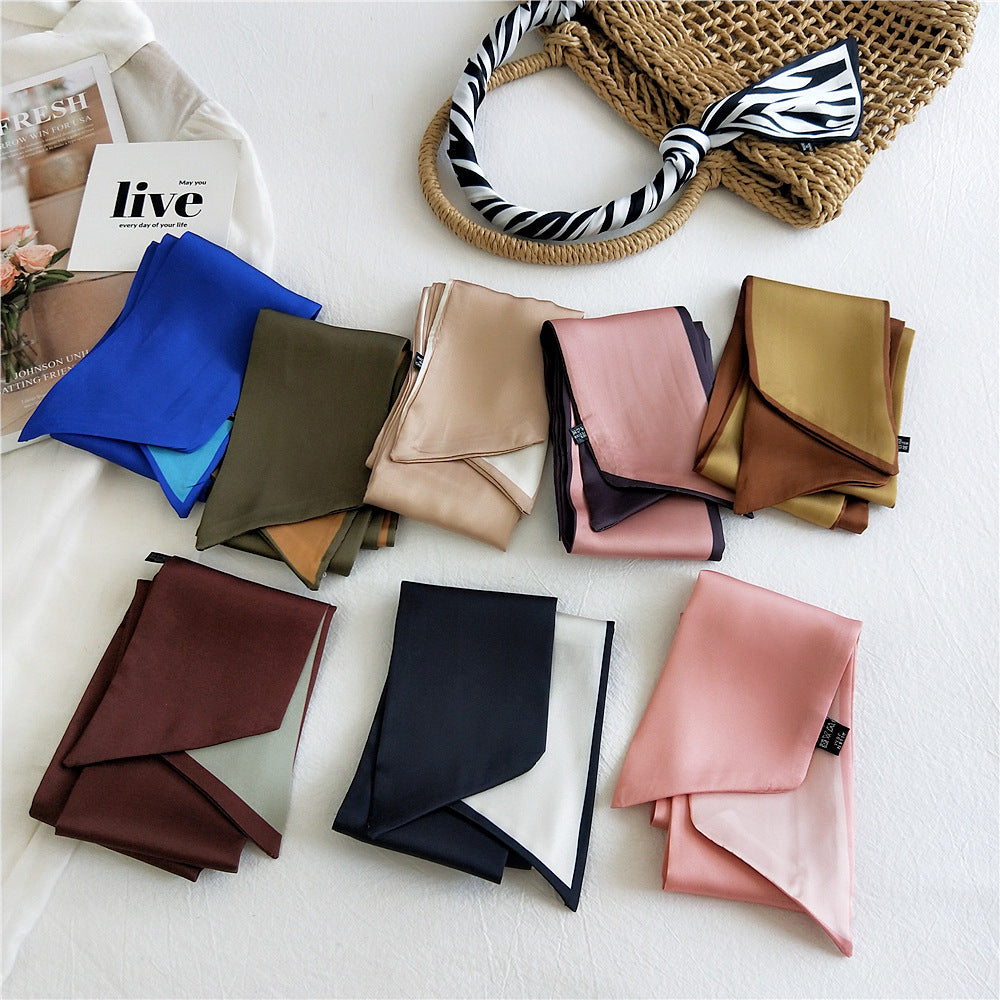 Fashion Double-Sided Two-Color Long Ribbon Tie Bag Handle Scarf