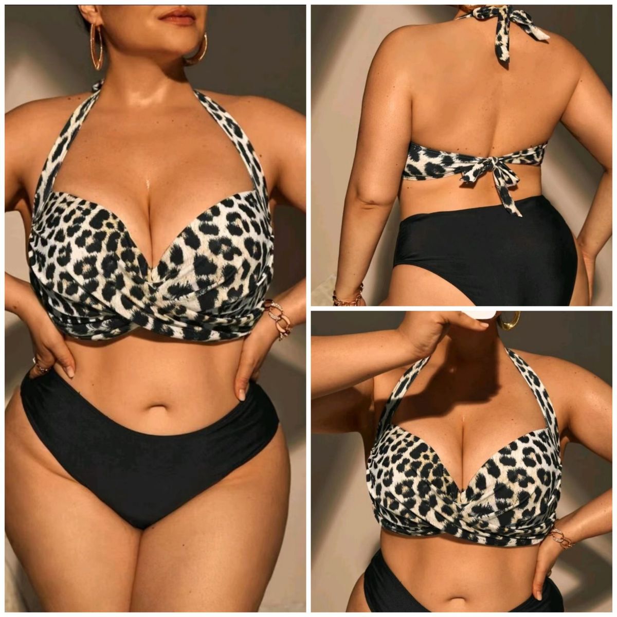 Plus Size Women Sexy Leopard Print Swimwear