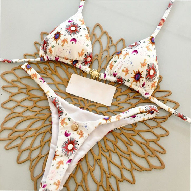 Maillot de bain bikini sexy à imprimé géométrique pour femme