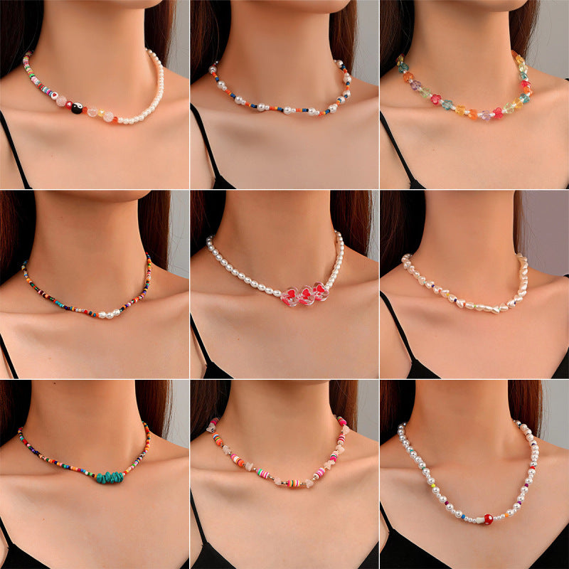 Collar bohemio de cuentas multicolores para mujer