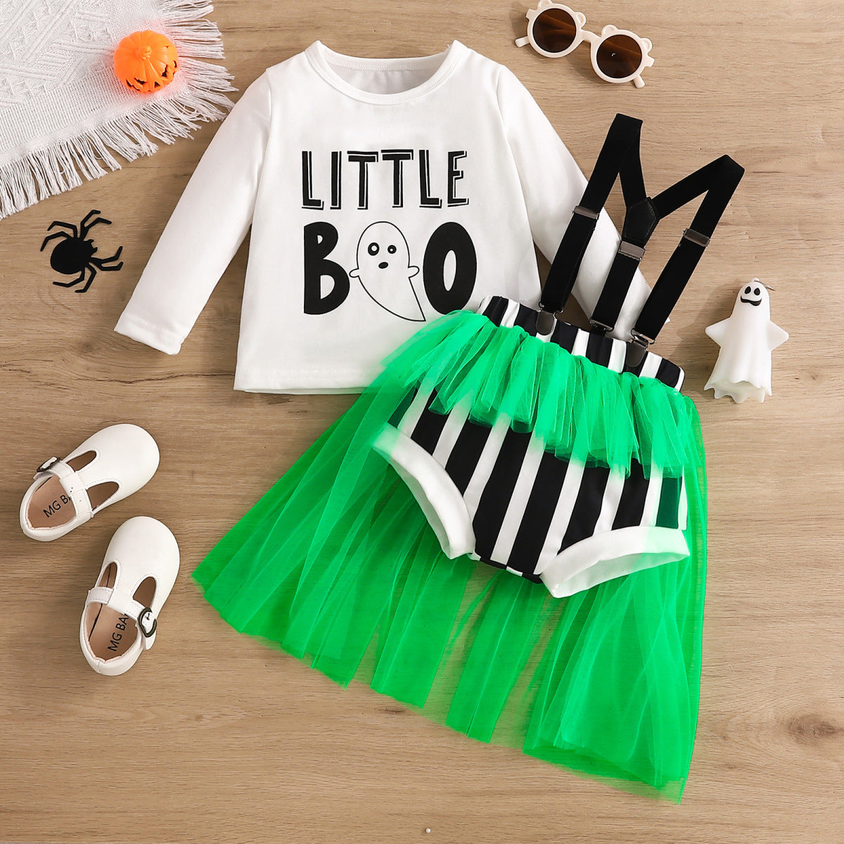Conjunto informal con estampado de letras de Halloween para niñas y bebés