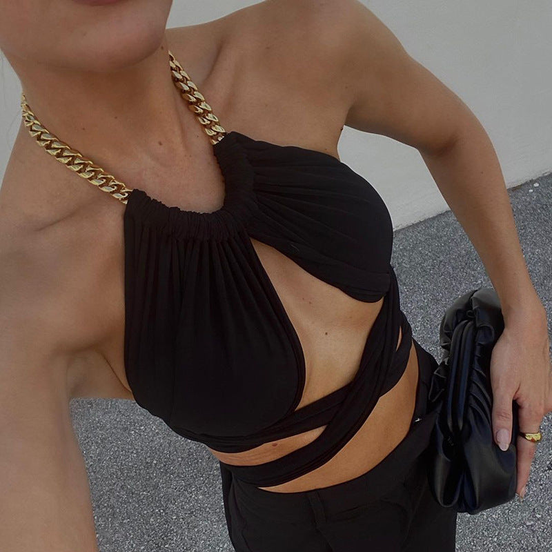 Top corto sexy con tirantes para mujer
