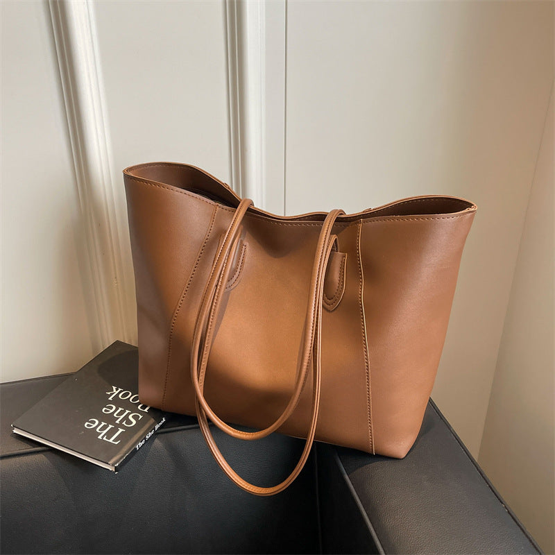 Bolso de mano informal, sencillo, de color sólido y gran capacidad para mujer