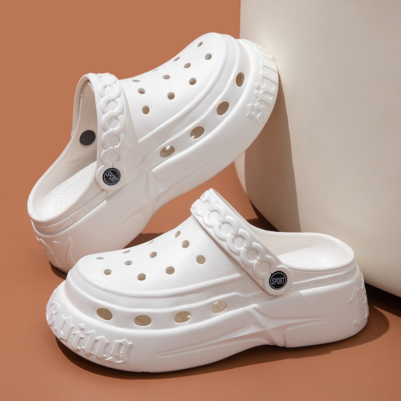 Zapatos casuales de moda para mujer con suela gruesa y agujeros