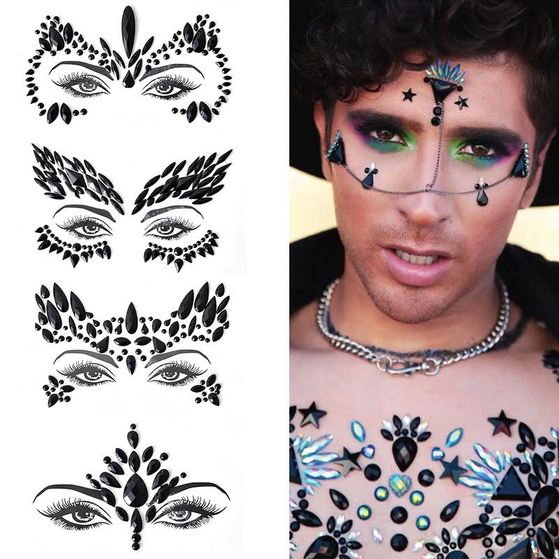 Autocollant en résine pour sourcils, décoration de visage, carnaval d'Halloween