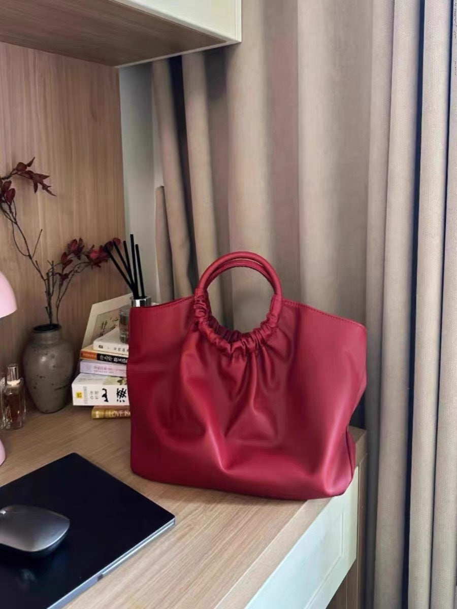 Sac à main plissé simple et tendance pour femme, couleur unie, grande capacité