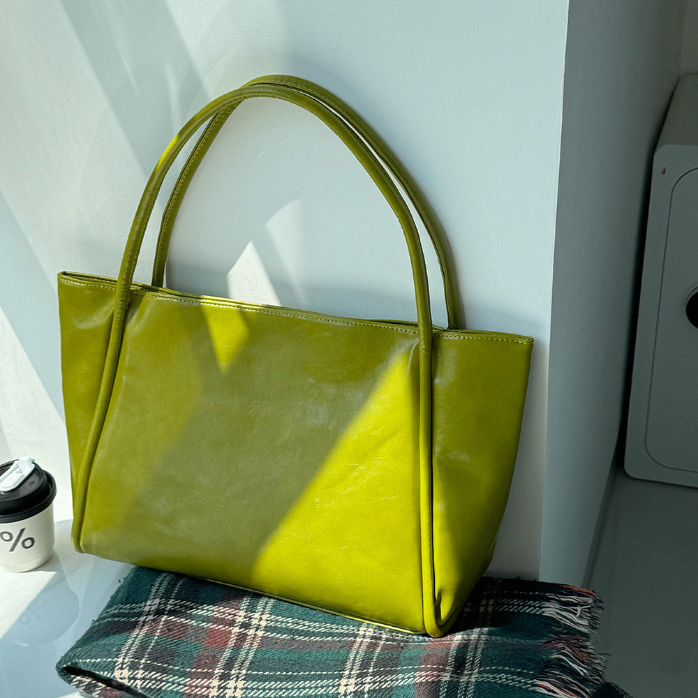 Sac fourre-tout décontracté simple de grande capacité pour femme, couleur unie