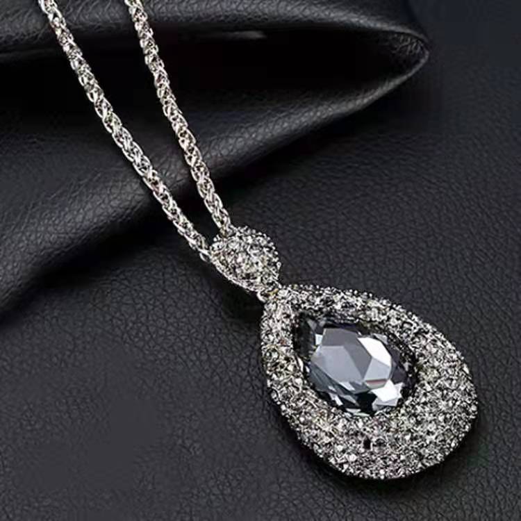 Collar con colgante de cristal largo exagerado de moda para mujer