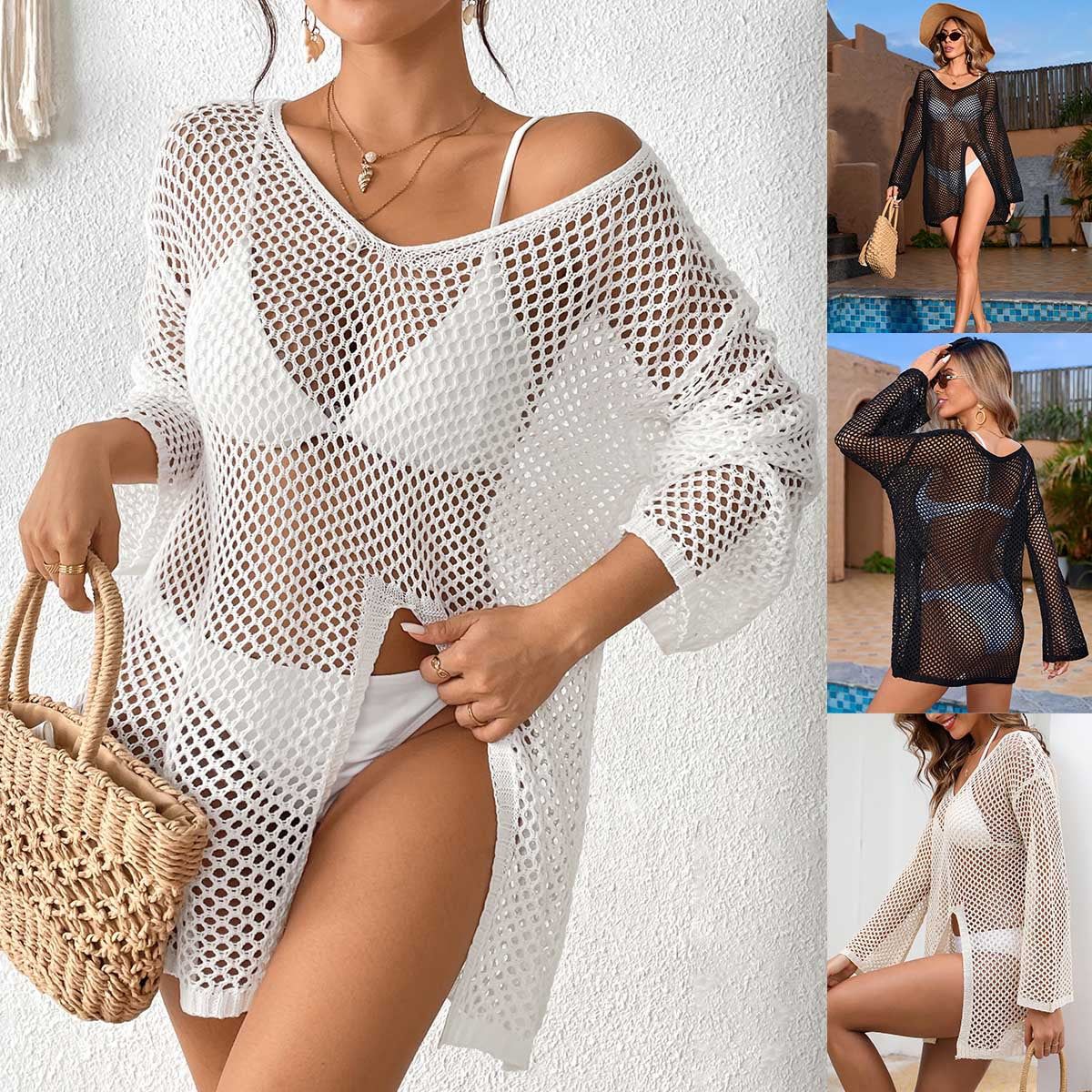 Trajes de baño de moda para mujer, de color sólido, huecos, para cubrirse