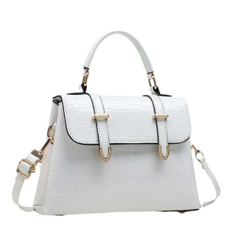 Sac à main en cuir brillant à motif crocodile pour femme