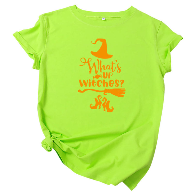Camiseta informal de Halloween con cuello redondo y manga corta para mujer
