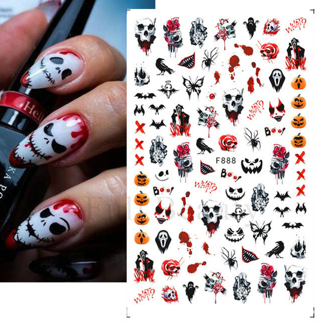 Halloween Cartoon Pumpkin Funny Ghost Nail Stickers