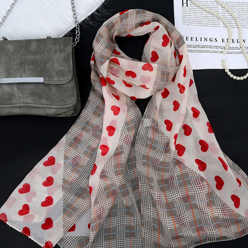 Women Fashion Spring Summer Color Blocking Chiffon Scarf