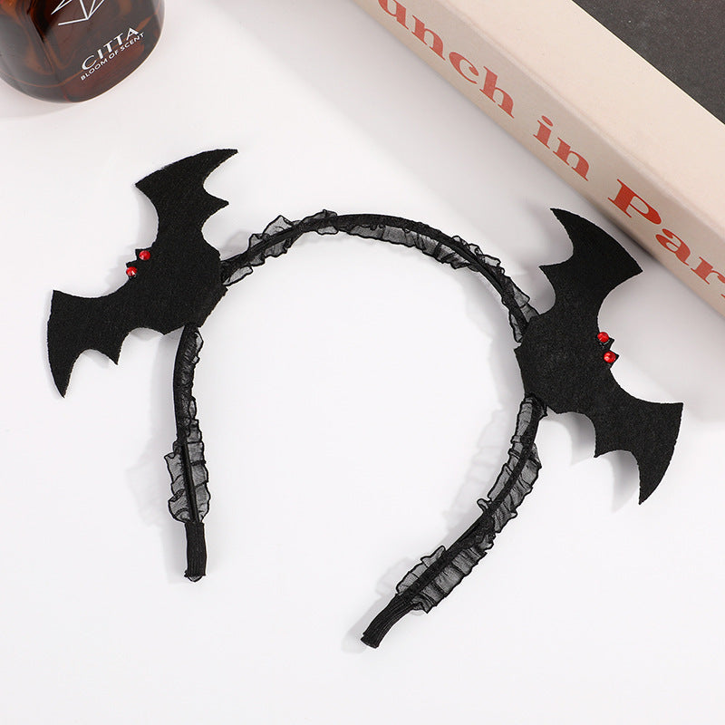 Bandeau de chauve-souris imitation paillettes d'Halloween en cuir PU
