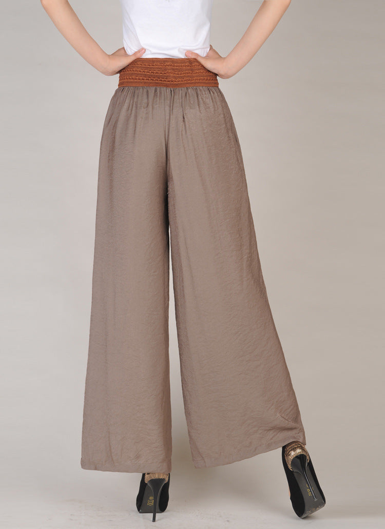 Pantalones anchos de lino y algodón para mujer