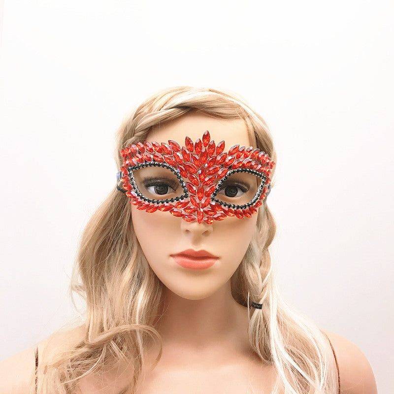 Masque de mascarade d'Halloween pour femme en strass