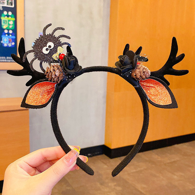 Diadema de astas negras para Halloween con diseños festivos