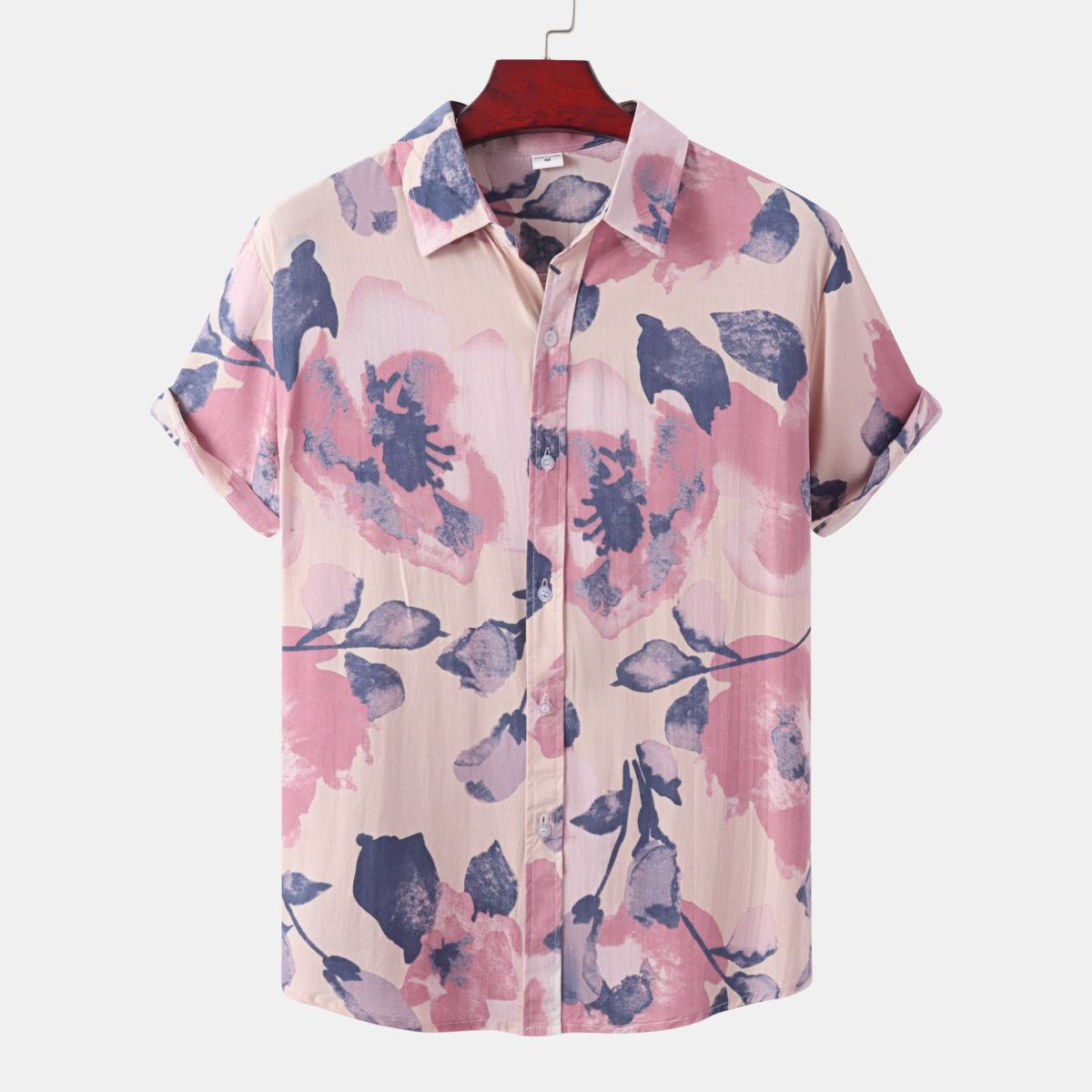 Camisa informal de vacaciones para hombre con estampado de flores diminutas en 3D