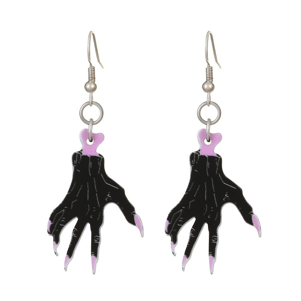 Halloween Women Fashion Creative Bat Skull Acrylic Earrings
