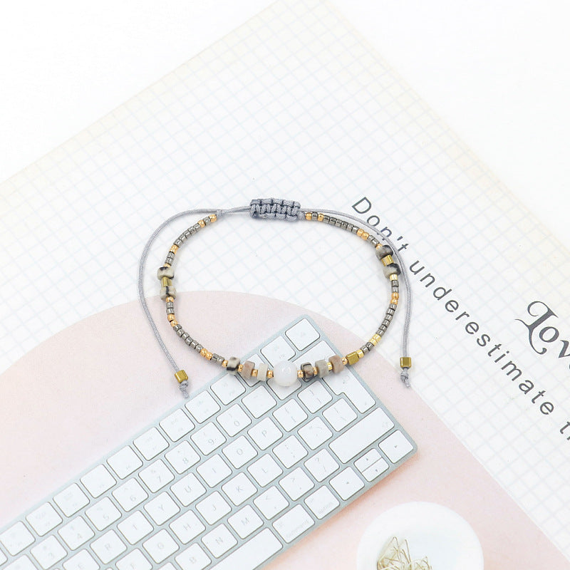Bohemian Semi-Precious Stone Beads Handwoven Bracelet
