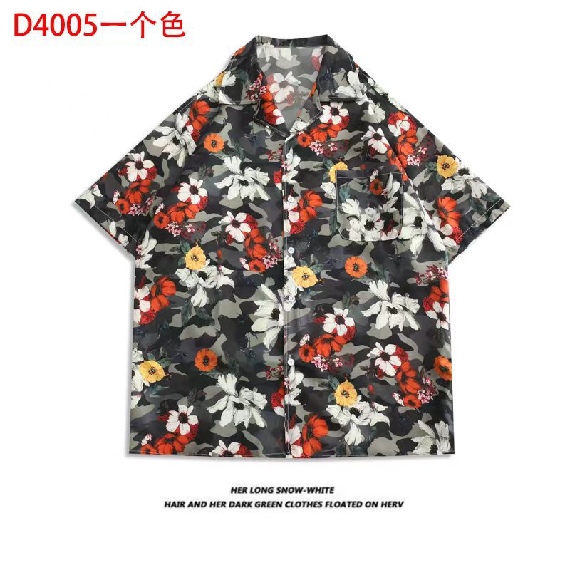 Camisa informal vintage con estampado floral hawaiano para hombre