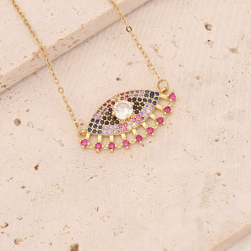 Collar con colgante de ojo malvado de circonita exquisita para mujer
