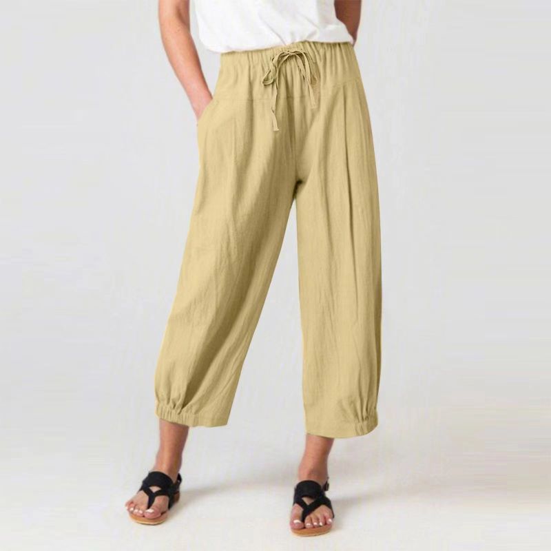 Women'S Fashion Casual Cotton Linen Cropped Pants