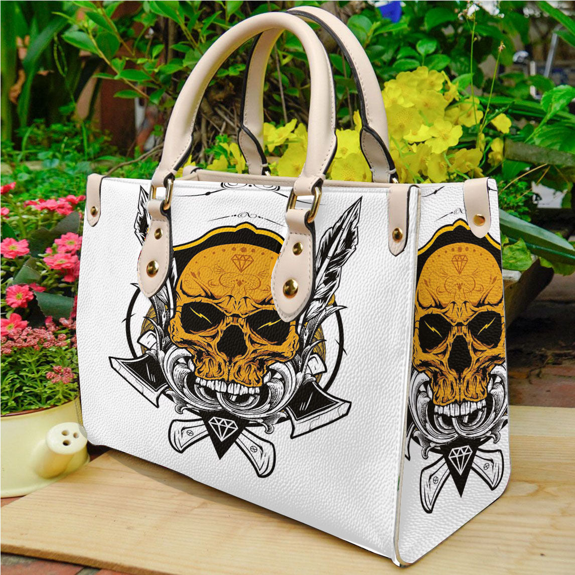 Sac à main en PU imprimé tête de mort pour femme, motif dessin animé d'Halloween