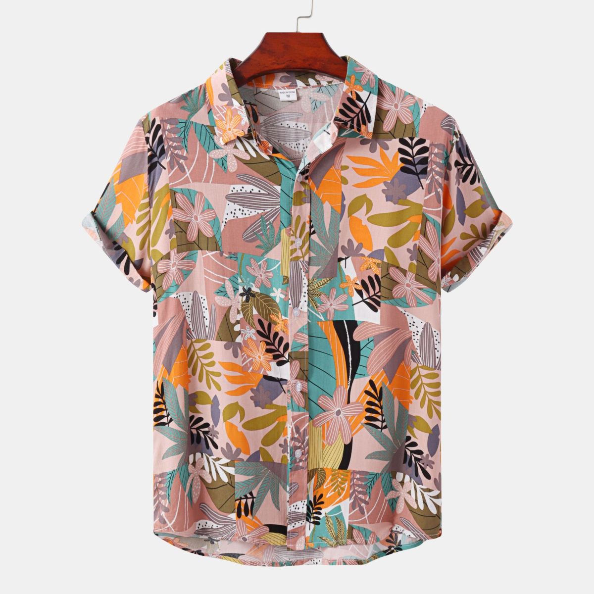 Camisa informal de vacaciones para hombre con estampado de flores diminutas en 3D