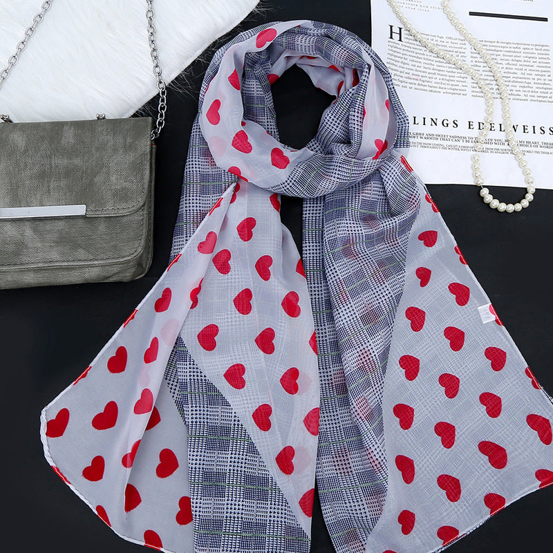 Women Fashion Spring Summer Color Blocking Chiffon Scarf