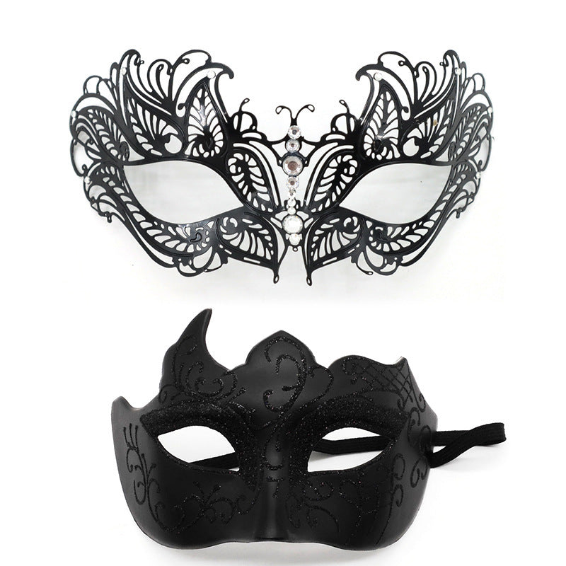 Masquerade Carnival Black Half Face Diamond Mask