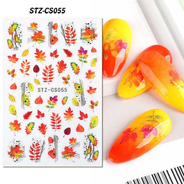 Halloween Skull Autumn Maple Leaf Pumpkin Ghost Nail Stickers