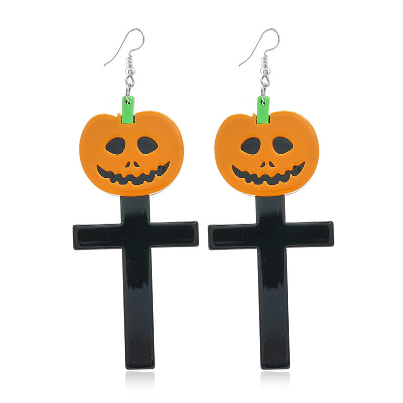 Pendientes de calavera de calabaza con diseño de Halloween para mujer
