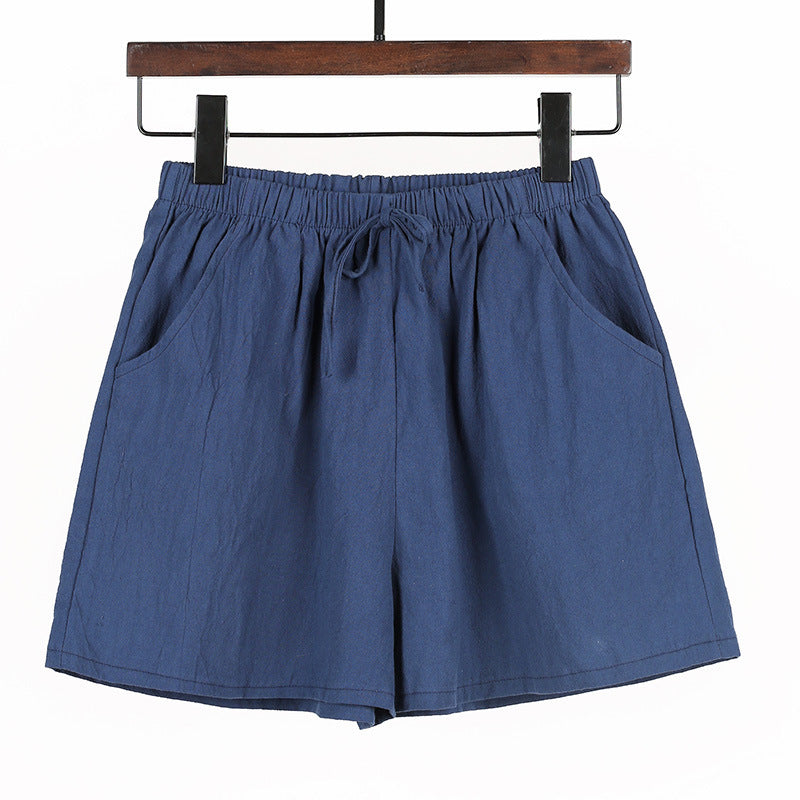 Women Linen Cotton Sports Casual Wide Leg Shorts